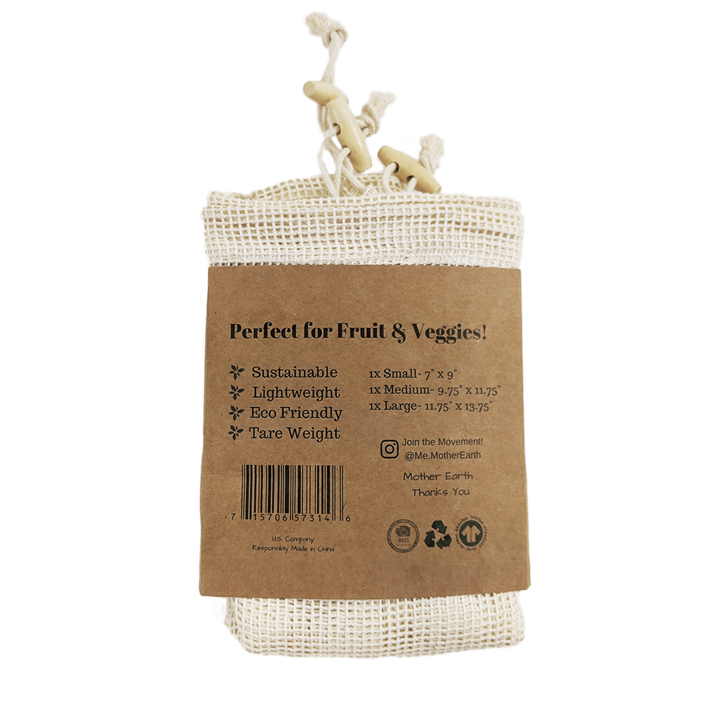 3-Pack Mesh Produce Bag Set - Organic Cotton - Zero Waste Outlet
