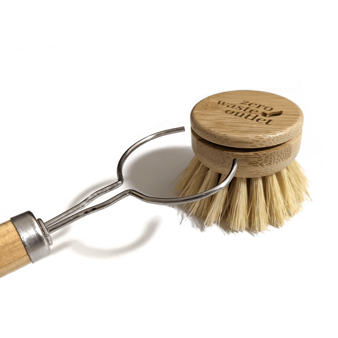 Eco-Friendly Long Handle Scrub Brush. Replaceable Heads, Plastic