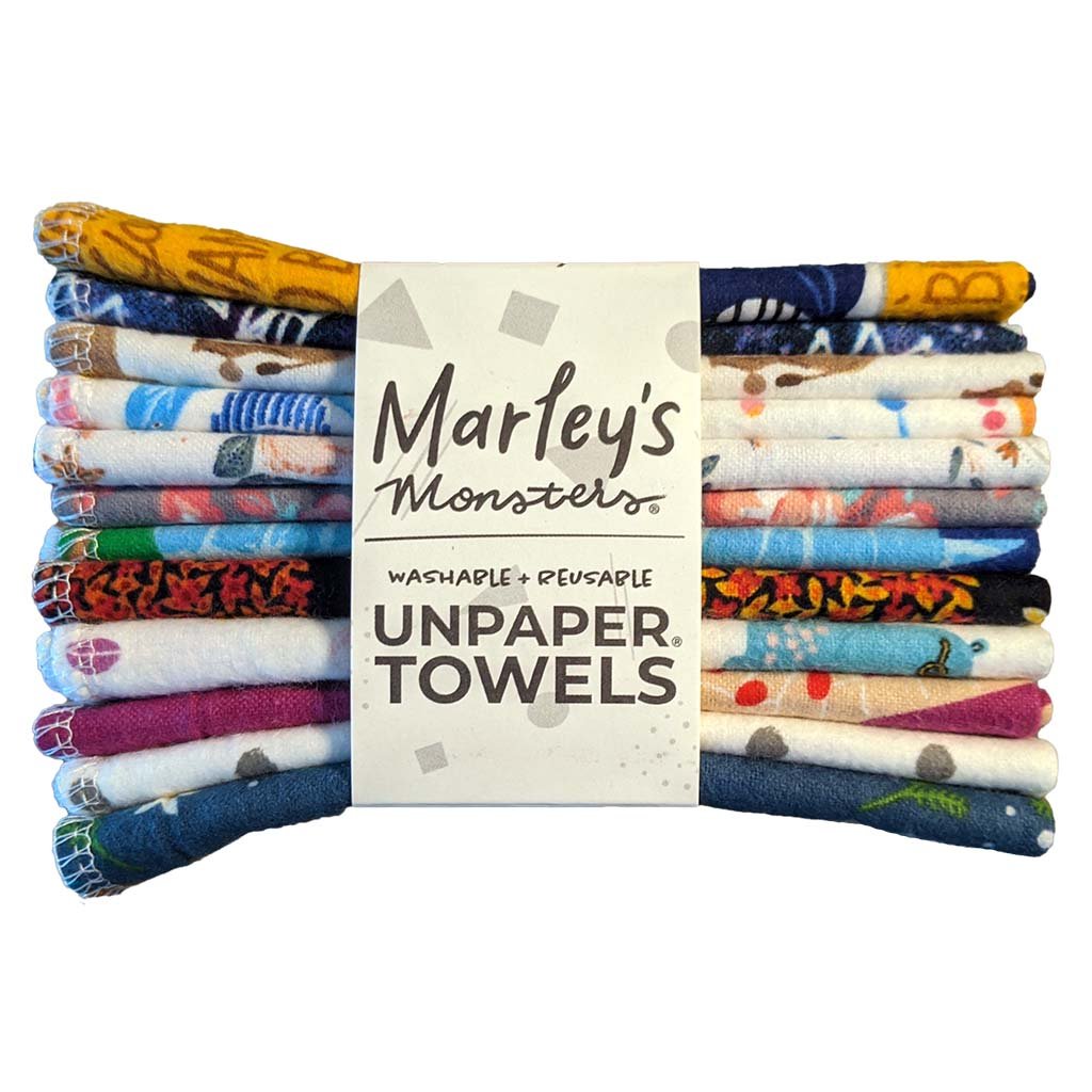 The Useless Brand Reusable Paper Towels Roll, 12 Eco Friendly Washable  Cotton Flannel Towels w/Cardboard Roll, Zero Waste & Sustainable