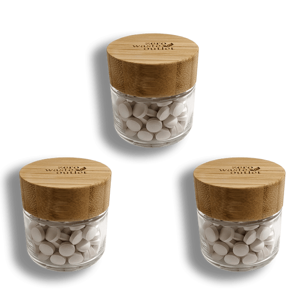 Glass & Bamboo Jar For Tooth Tabs - Holds 125 Tabs - 2-Month Supply – Zero  Waste Outlet