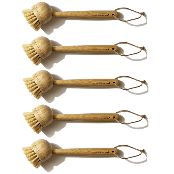 5 Pieces Bamboo Dish Brush Set for Eco-friendly Home - Wooden Dish Scr