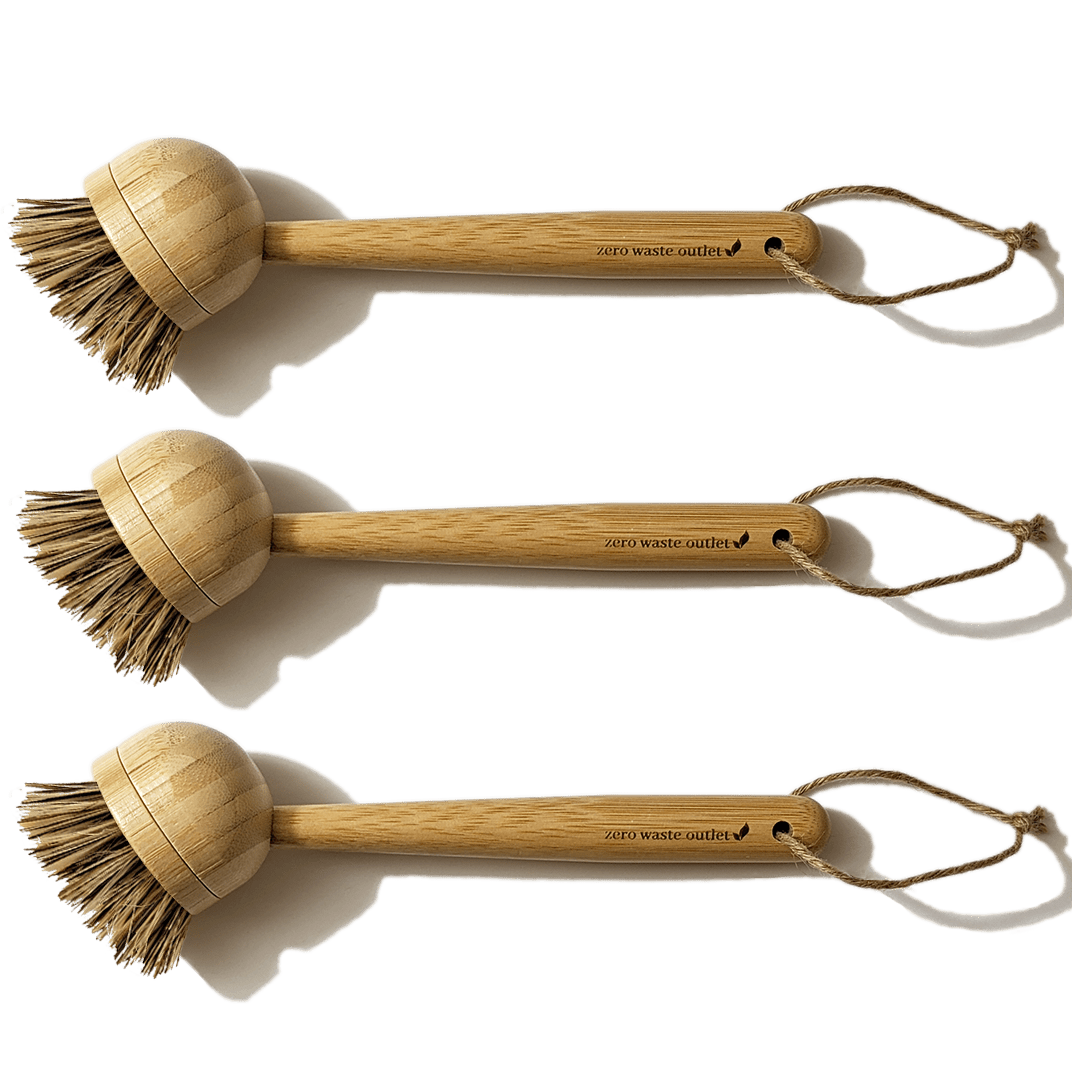 Best 2 Pack Kitchen Dish Brush Bamboo Handle Dish Scrubber Built
